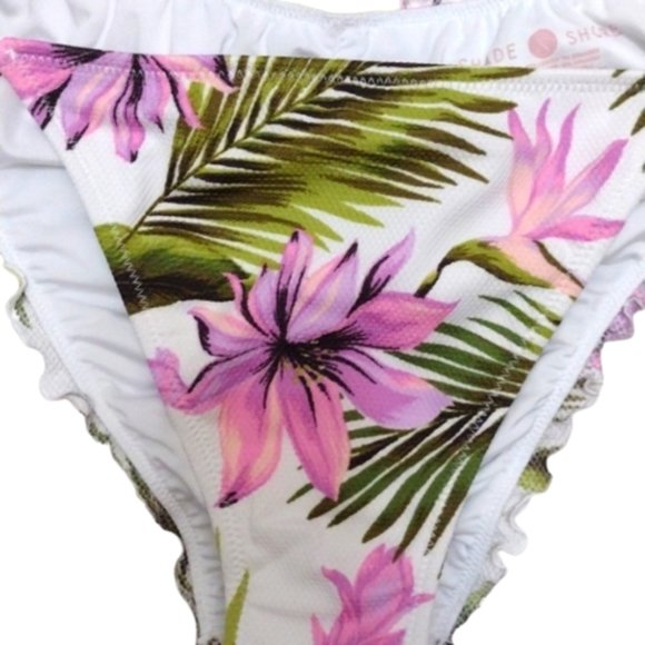 NWT Shade & Shore Women's Textured Side-Tie Ruffle Bikini Bottom - M (8-10) - Picture 4 of 9